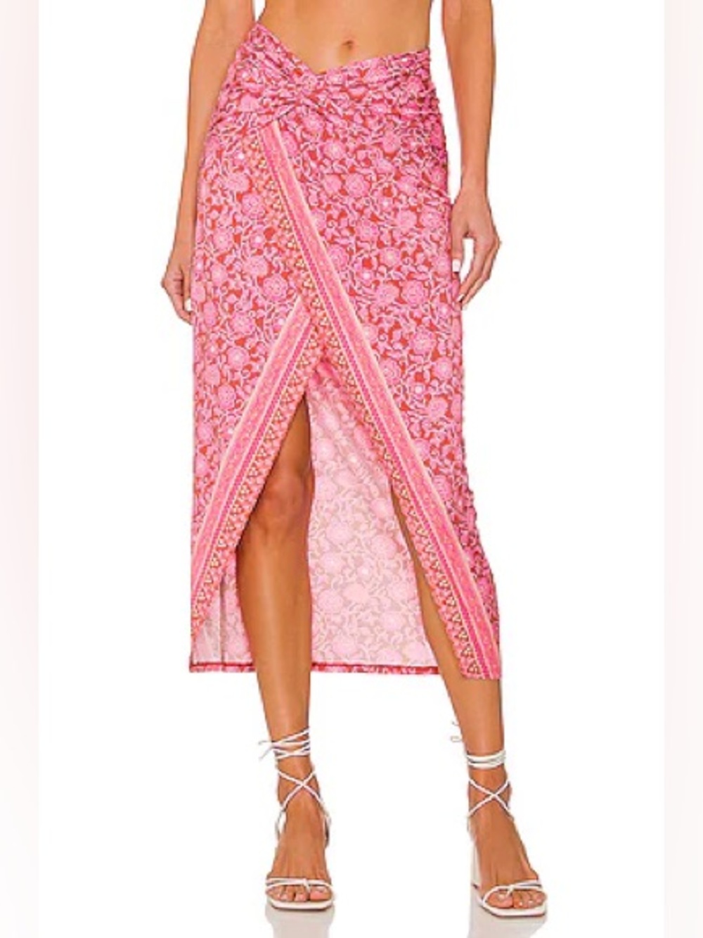 Free People It Feels Right Sarong Wrap Skirt Floral Beach Cover Up Size Large